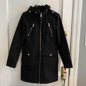 Brand new! BCBG black coat with hood